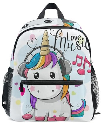 ISAOA Niedlicher Einhorn-Kinderrucksack für Mädchen, Schultasche für Kindergarten, Vorschule, Kleinkind, Baby, Kindergarten, Reisetasche mit Brustclip