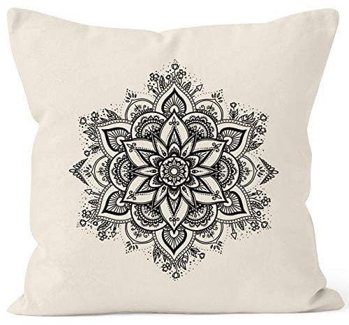 Autiga Kissenbezug Mandala Ornament Bohemian Boho Ethno Kissen-Hülle Deko-Kissen Natur Unisize
