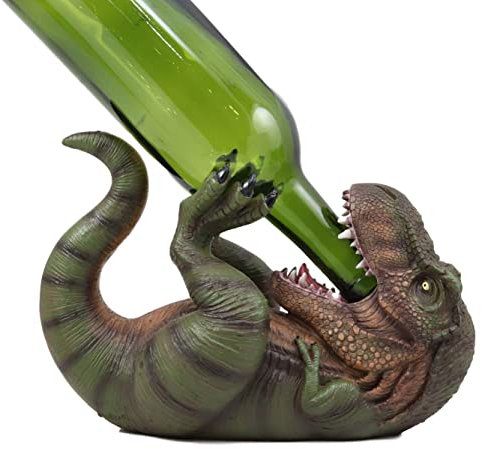 Ebros Dino Wino Prehistoric Dinosaurier Thirsty T-Rex Weinflaschenhalter 23,5 cm lang Caddy Figur Jurassic Era Trex Statue Küche und Esszimmer Dekor Party Hosting Prop Tyrannosaurus Rex Dinosaurier