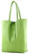 modamoda de T163 Damen Leder Shopper Schultertasche Large mit Innentasche handmade in Italy, Farbe:Apfelgrün