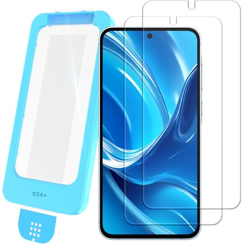DEINODON Verre Trempé pour Samsung Galaxy S24+ Compatible Empreinte Digitale, Installation Automatique Sans Bulles, Dureté 9H+ Vitre Ecran de Protection Anti-Rayures Anti Casse, 2 Pièces
