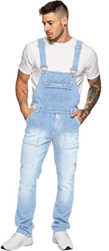 Enzo salopettes EZD390 VEN en denim pour homme, couleur décolorée, 36