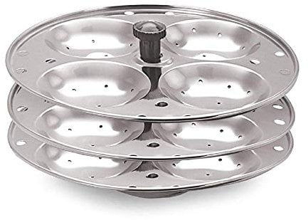 JagMor Stainless Steel Idli Maker Stand with 3 Plates and 12 Cavities 4 Cavities in 1 Plate - Makes 12 Idlis
