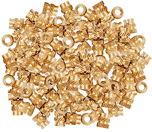 Hilitchi 60Pcs Brass Knurled Nuts Threaded Heat Embedment Nut for Printing 3D Printer and More Projects (M3x6x5)