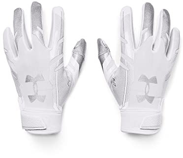 Under Armour Boys' Pee Wee F8 Football Gloves , White (100)/Metallic Silver , One Size Fits All
