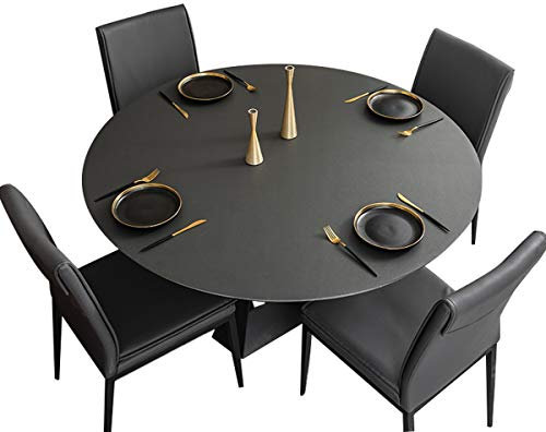 CIEEIN CIEHT PU Tischdecke Tischmatte Rund Schreibtisch Tischunterlage Tischfolie Schutzfolie Tischschutz Matte Wasserdicht Schwarz Durchmesser 60CM