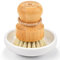 SUBEKYU Bamboo Dish Scrub Brush for Kitchen Sink, Natural Wooden Washing Dish Brush Scrubber with Sisal Bristles for Household Cleaning, Cast Iron Pots, Pans and Vegetables