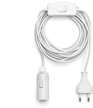 NCC-Licht Douille de lampe max. 40 W E14 Blanc Câble de 3,5 m avec prise et interrupteur