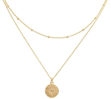 float Damen Halskette Aloita mit Anhänger Motiv 'Mandala' aus 925 Sterling Silber 18k vergoldet in Geschenkverpackung