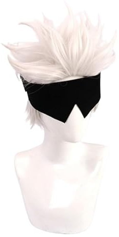 Jiumaocleu Gojo Satoru Wig Cosplay Men's Boy's White Short Hair Wig Anime Cosplay Wig Party Costume Accessory