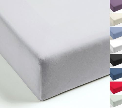 MISTRAL HOME Spannbettlaken Perkal Uni Bettlaken Laken Ägyptische Baumwolle 90x190-100x200 / 140-160x200 / 180-200x200 cm, Farbe:Light Grey, Größe:180x200cm