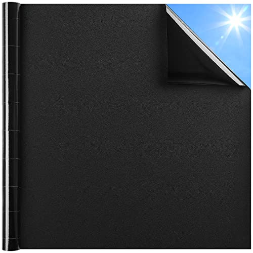 DOWELL Verdunklungsfolie für Fenster, Blickdichte Fensterfolie Schwarz 90x400cm, Tönungsfolie Verdunkelung Folie Selbstklebend Selbsthaftend Dunkel Abdunklungsfolie Lichtundurchlässig Klebefolie
