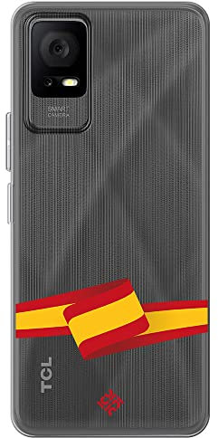 Movilshop Funda para [ TCL 406 ] Dibujo Auténtico [ Bandera España ] de Silicona Flexible Transparente Carcasa Case Cover Gel para Smartphone.