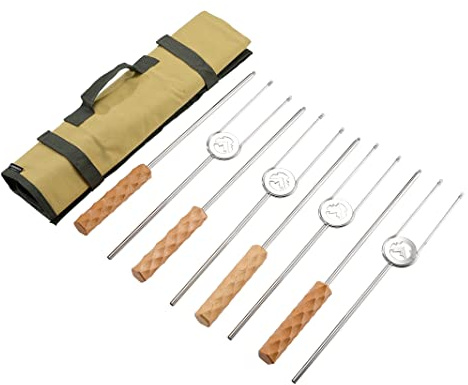Campingmoon Teleskop-Grillgabel, Marshmallow-Sticks, 4er-Pack, zum Grillen, 83,8 cm Länge, 304 Edelstahl, MK-4