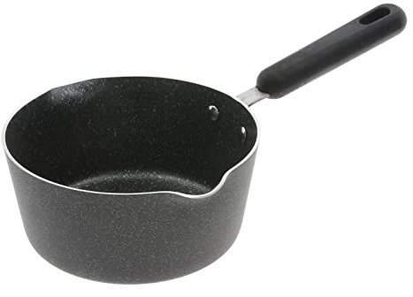 Aluminium Milk Pan Non Stick Induction Hobs Saucepans with Pouring Lip Spout Heavy Duty Bottom Brew Deep Indian Cooking Pan Porridge Sauce Tea Boiling Pot Kitchen Marble Coating Cookware (15cm)