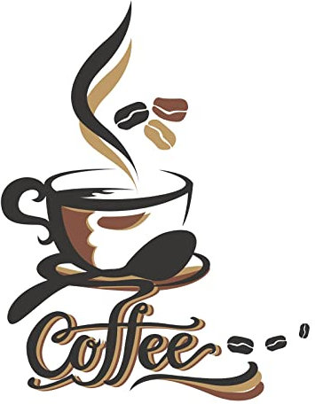 PLIGREAT Vintage Kaffeetasse Wandtattoo Brauner Wandaufkleber für Cafe, Küche, Esszimmer, Büro & Glastür - Abziehbarer Vinyl Wandsticker Kaffee Deko Kunst