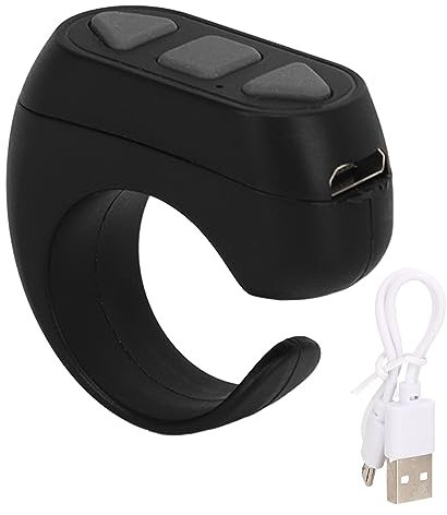 Bluetooth Remote Control Page Turner, for TikTok for App Remote Scrolling Ring Clicker, ZL-03 Camera Remote Shutter Selfie Button for Cell Phone (Black)