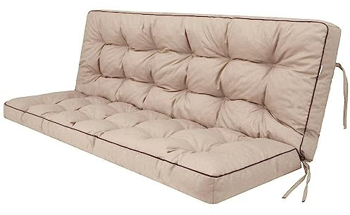 shivler Kissen für Hollywoodschaukel und Gartenbank Gartenkissen Gartenbankauflage Bankauflage Bankkissen Garten Gartenmöbel Schaukelkissen (180 cm, Beige)