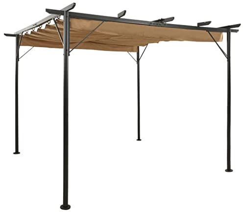 Accueil Mobilier Pergola Toit Rétractable Taupe 3x3m Acier 180 g/m²