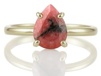 Schmuck Ringe für Frauen - Rosa Rhodonit Ring in Sterling Silber - Rhodonit Schmuck für Hochzeiten, Geburtstage, Mode - Handgemachter Schmuck