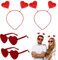 KERANEET 2 Herzbrille Herz Haarreif Herz Brille Rot Amor Haarreif für Valentinstag Geburtstag Kostüm Party Kostüm Accessoire Amor Kostüm Herren und Damen