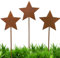 HXUING Rostige Sterne 3er Set, Gartenstecker Sterne aus Edelrost Metall Rost Gartenstecker Weihnachtlicher Stimmungsvoller Deko Stecker, Rost Deko Herbstdeko Sterndeko Outdoor (A)