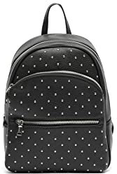 MISAKO Tachita Rucksack mit metallischen Details - Freizeitrucksack für Damen - Eleganter Alltags-Rucksacktasche Tachita Schwarz 28 X 22 X 10 cm