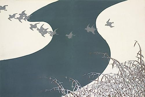 MSTECO Leinwanddruck Und Poster Wandkunst Bild Reproduktion Fuyu No Kawa Aus momoyo Gusa von Kamisaka Sekka für Wohnkultur 60x90cm