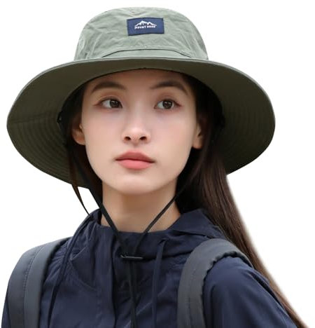 Sombreros de sol para mujeres y hombres, plegable, de ala ancha, UPF 50+, para verano, senderismo, pesca, viajes, playa, con solapa para el cuello, B-verde, talla única