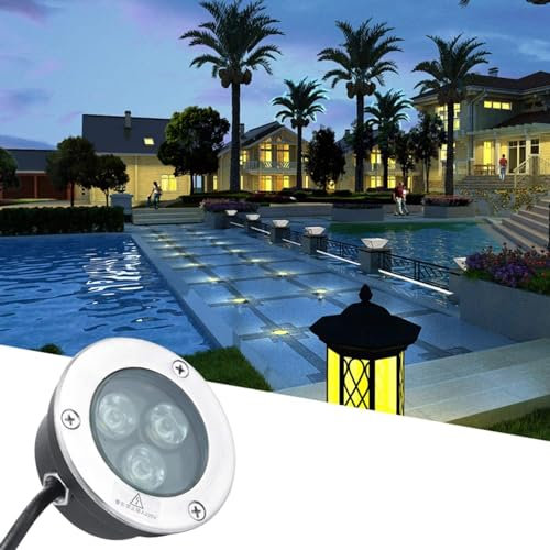 Foco LED Piscina - 3W Luces De Paisaje Submarino, Foco LED Empotrable Para Piscina, Muy Fino, IP68, Resistente Al Agua, Acero Inoxidable 304, Foco LED Para Exteriores ( Color : White , Size : 22V )