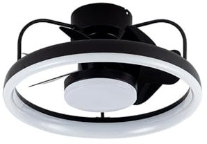 Ventilador de techo negro strike Plafón ventilador techo aspas ocultas juvenil motor DC con luz regulable 50W 4800Lm 3C. luz