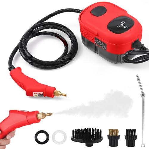 Irishom Steam Cleaners - 2500W High Pressure & High Temperature Pressurized Steam Cleaning Machine 1.1L 3 Bar Portable Handheld Steam Cleaner with 3 Brush Heads for Home Use/Car Detailing
