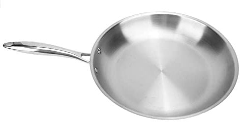 Stainless Steel Fry Pan - Induction Cookware with Composite Bottom Handle Skillet 3 Layers Stainless Steel Pot Steak Pan and Arc-Shaped Design - 30cm x 5cm Size for Perfect Frying