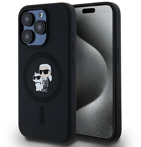 CG Mobile Karl Lagerfeld KLHMP15LSCMKCRHK Hülle für iPhone 15 Pro 6.1 Schwarz hardcase Silicone Karl & Choupette