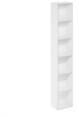 Furinno Luder 6-stufiges Bücherregal mit offenem Regal, Weiß