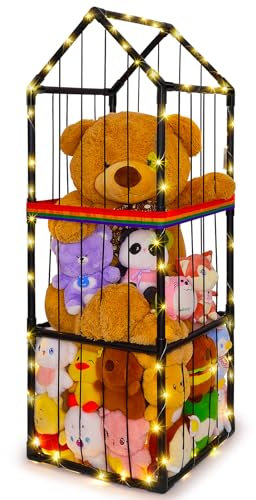 MHJY Soft Storage Stuffed Animals Zoo Storage Cage Large Plush Toys Holder Organiser PVC Cuddly Toy Shelf for Kids Bedroom Nursery Playroom Furniture