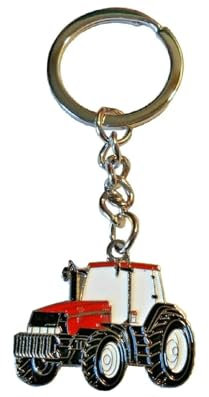GBJUK Schlüsselanhänger aus emailliertem Metall, Motiv: roter Traktor, rot, One size