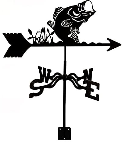 Girouette Animal Girouette Avec Toit Monté Girouette Métallique Direction Du Vent Indication Décoration Pour Extérieur Ferme Cour Jardin Gazebo Mesure/Le Poisson