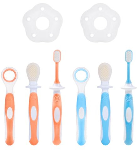 FDGGT Confezione da 6 spazzolini in silicone per bocca, pulizia dei denti da latte per bambini, spazzolino morbido per bambini
