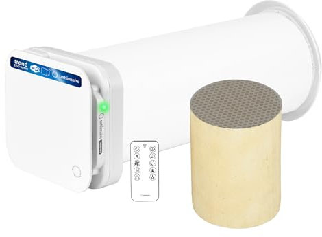 Turbionaire Trend HRV 150 WMW Unite de VMC Décentralisée à flux alternatif, WiFi, Récupérateur de Chaleur, Capteur d'Humidité, Télécommande, 8 Vitesses, 158 mm, Blanc, Silencieuse, Garantie 3 ans