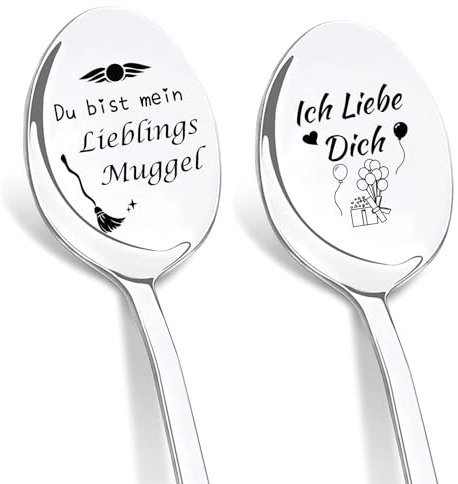 DIKARIYA Harry Geschenke für Frauen, Kaffeelöffel mit Gravur, Du bist mein Lieblings Muggel, Geburtstagsgeschenk für Frauen, Lustige Potter Geschenk, Ich Liebe Dich Geschenke für Männer Freundin Mann