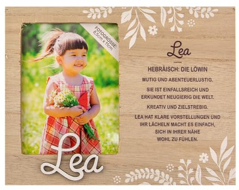 History & Heraldry Personalisierter Bilderrahmen für Kinder, Babybilderrahmen Holzoptik, 18,5 x 14,2 cm, mit Spruch - Bilderrahmen Lea