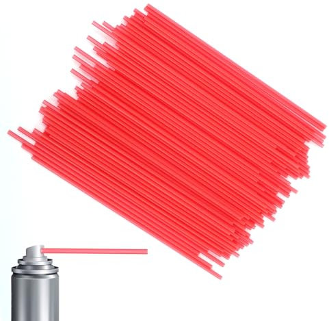 100pcs Spray Can Straws, 4.7in Replacement Spray Bottle Extension Straw Red Plastic Tips Aerosol Sprayer Nozzle Extension Tubes for Narrow Space Paint Cleaner Lubricant Oil