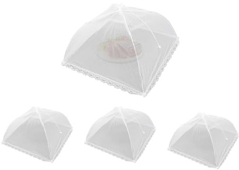 Netz-Abdeckhaube, faltbare Fliegennetzabdeckungen, wiederverwendbare Pop-Up-Lebensmittelabdeckungen, Zelt-Regenschirm für Küche, Grillen, Picknicks, Camping, Outdoor, Mit (4 Klein)