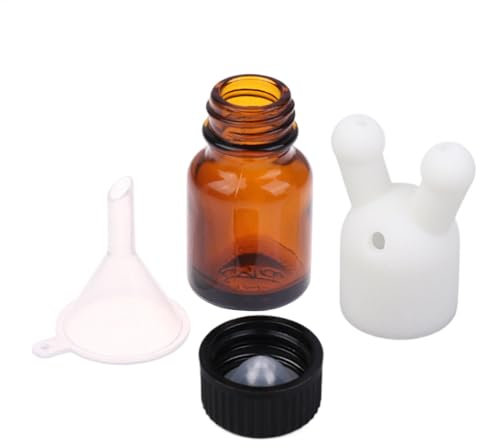 Inhalateur d'huile essentielle avec double embout nasal, bouteille en verre rechargeable en silicone, 4,7 cm, kit diffuseur d'huile essentielle anti-fuite pour voyage et bien-être