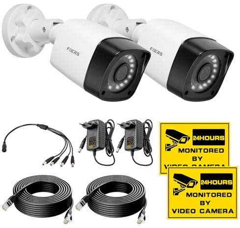 Fuers Outdoor Kamera, 5MP Überwachungskamera Außen, 2 Stück Aussenkamera mit Personenerkennung, Kabellos Sicherheitskamera mit Farbnachtsicht, IP66, Smart Wiedergabe, 24/7 Daueraufzeichnung