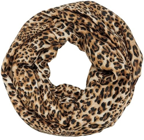 Caspar Leichter Damen Loop Schal samtweicher Viskose Halstuch mit exotischem Leo Muster Animal Print - SC546
