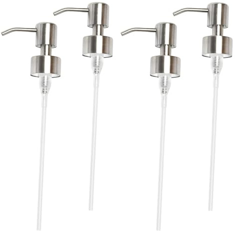 4 PCS Soap Dispenser Pump,Liquid Soap and Lotion Dispenser Pump Replacement Parts,Universal,Suitable for Kitchen and Bathroom Accessories (Silver)