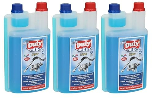 Set 3 Stück PULY MILK Plus 1 L - Flüssigkeit für Dampfdüse und Milchaufschäumer für Milchsysteme in Kaffeemaschinen