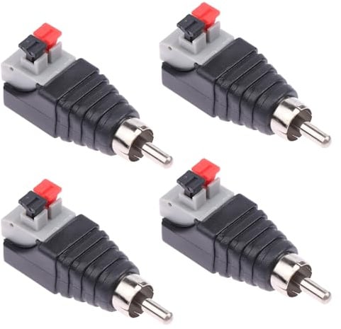Koprek 4 Pcs RCA to Speaker Cable Adapter, Speaker Cable Connector Phono Plug RCA Male Male To AV 2 Screw Female connectors to AV Video Speaker Wire Adapter, Connector for CCTV